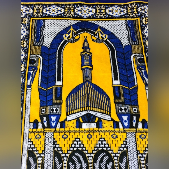 Tapestry Prayer Rug Mat, Made In Turkey, Blue, Yellow, NWOT - Picture 3 of 8